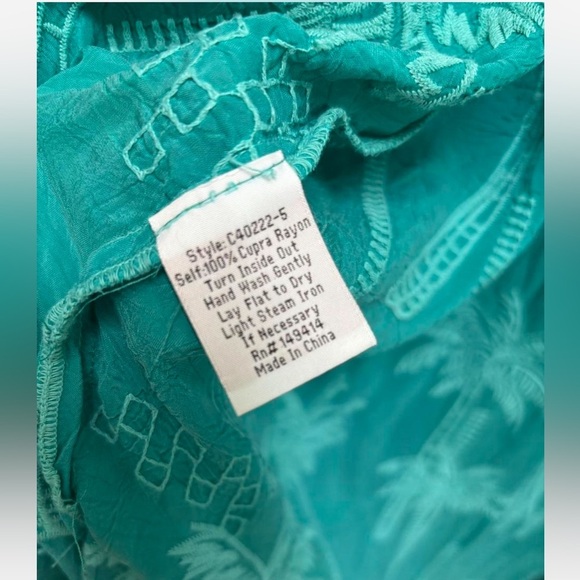 Johnny Was Palm Georgia Kimono Turquoise Teal Embroidered Long duster Jacket O/S - Picture 6 of 8